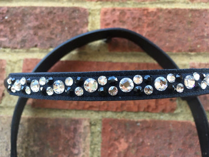 Cwell Equine New Swarowaski Hf Crystal 2 Rows Browband BLACK FULL (1046)