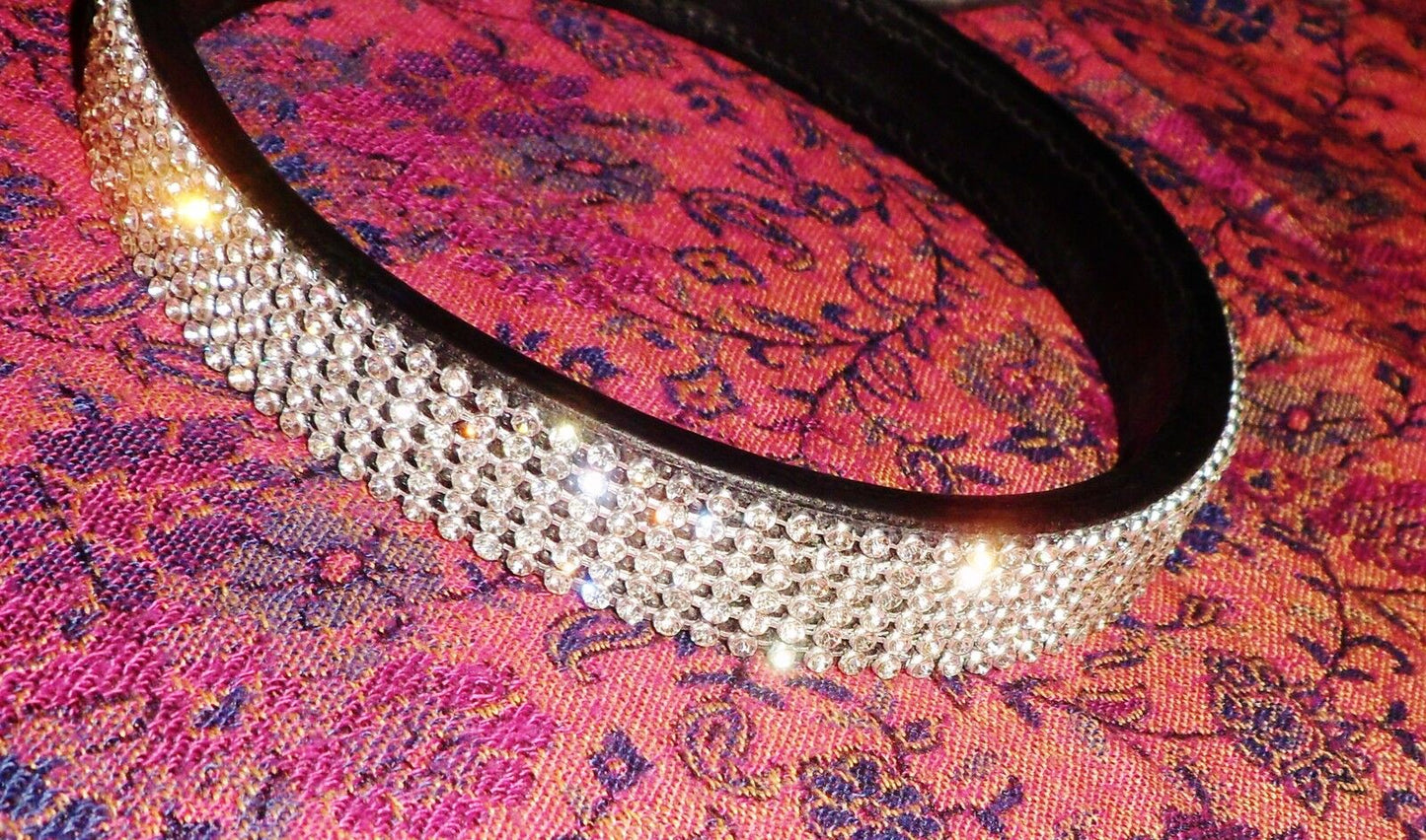 New Designer * 6 rows * Crystal * Browband Cob Size - Black 15" Bling browbands