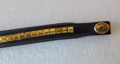 Schockemohle sports  Black Leather Curved Brass Clincher Browband, Black, (COB)