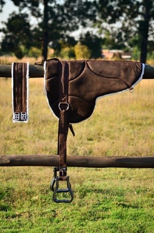 New Non slip Bottom Micro suede BAREBACK PAD + free girth and stirrups BROWN