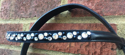 Cwell Equine New Swarowaski Hf Crystal 2 Rows Browband BLACK FULL (1046)