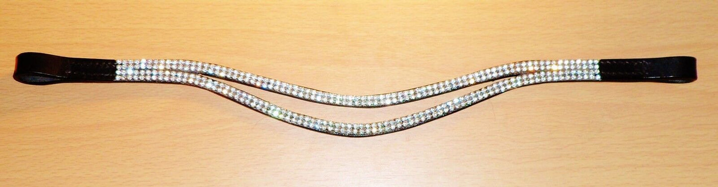 New Designer  * silver * Crystal Browband full Size -16 inches (Black) free p/p