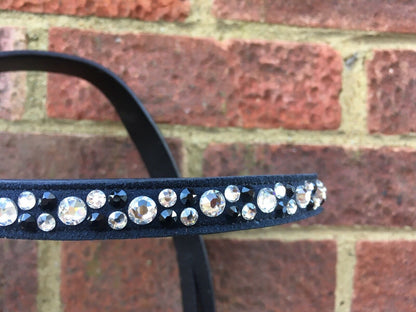 Cwell Equine New Swarowaski Hf Crystal 2 Rows Browband BLACK FULL (1046)
