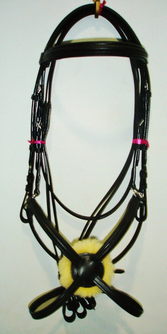 New Deluxe Mexican Grackle, Figure of 8 Noseband Bridle free Reins- Black (FULL)