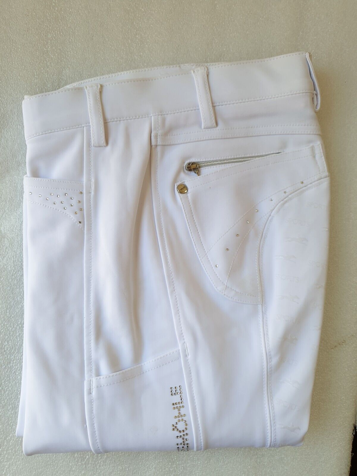 Schockemohle Sports "Victory" Style Breeches ,White EU 32  UK 20R (2171-00026)
