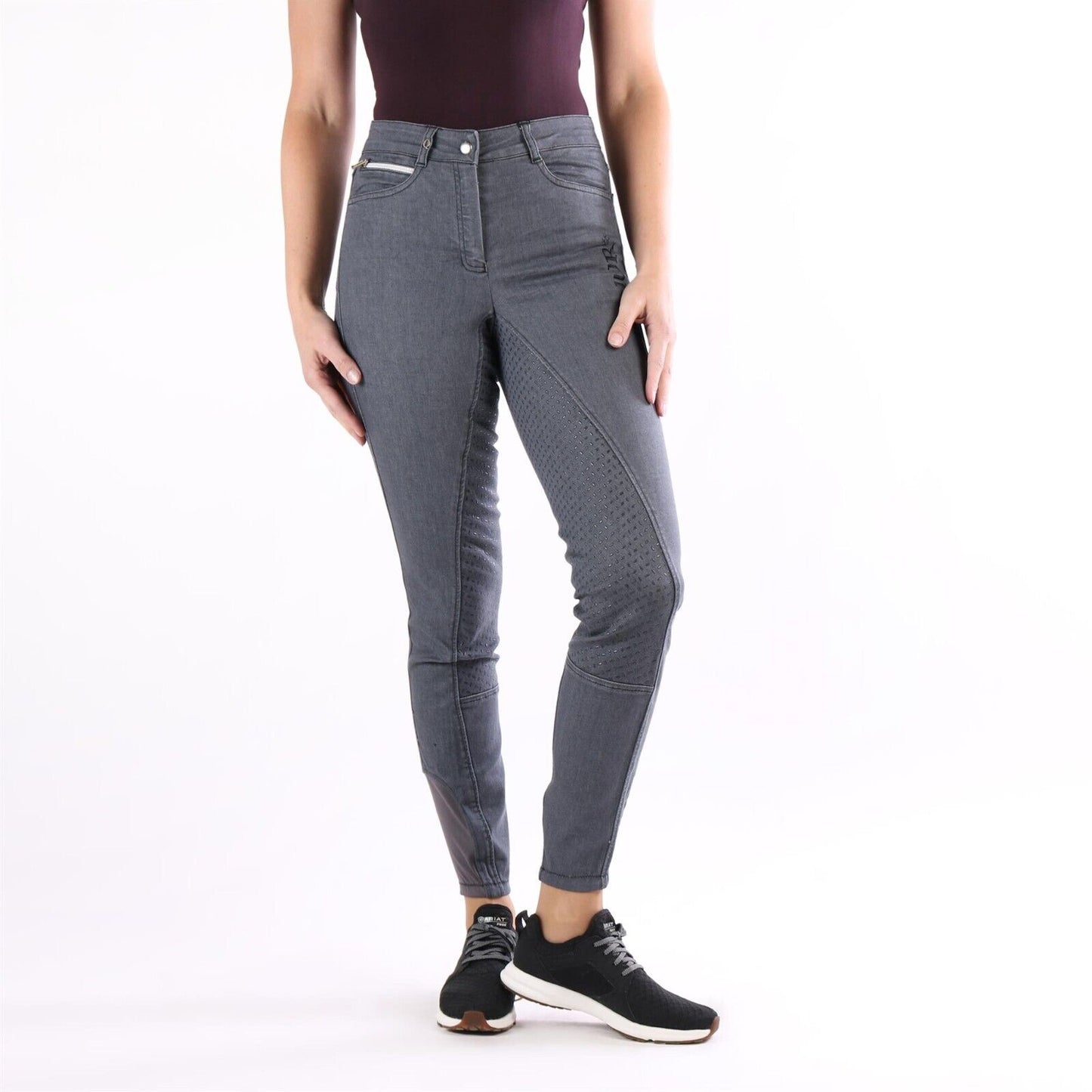 QUUR  Equine  Denim  Riding Breeches, GREY Size UK 12 Waist 28" EU 40 (117390)