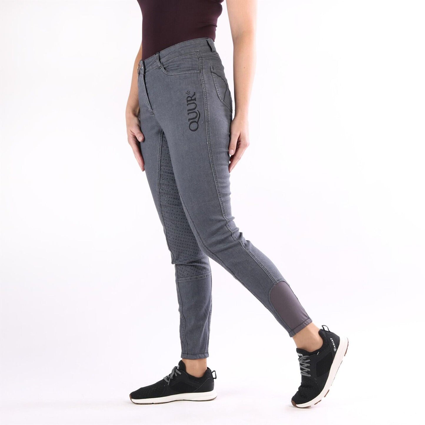 QUUR  Equine  Denim  Riding Breeches, GREY Size UK 12 Waist 28" EU 40 (117390)