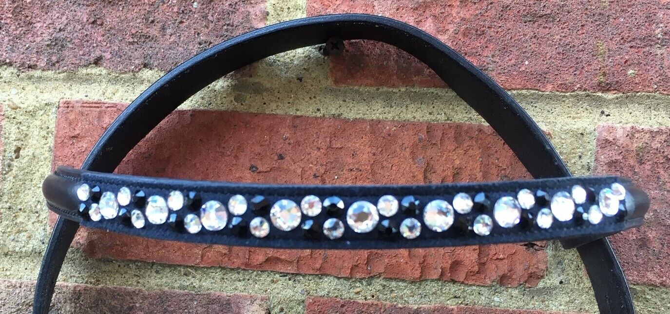 Cwell Equine New Swarowaski Hf Crystal 2 Rows Browband BLACK FULL (1046)