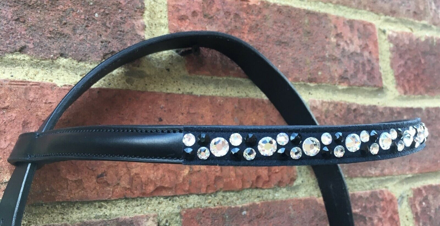 Cwell Equine New Swarowaski Hf Crystal 2 Rows Browband BLACK FULL (1046)