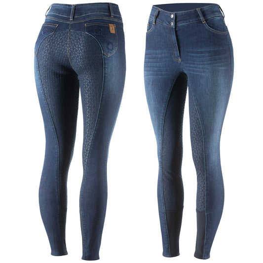 Horze Kaia Women High Waist Denim Silicone Full Seat BreechesUK 22 EU 34 (36656)