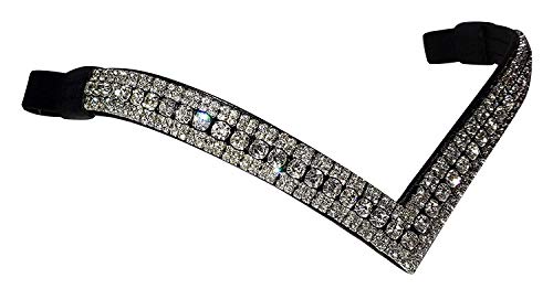 Cwell Equine Bling V Shape 5 Rows Diamante Clear Crystal Browband Dressage BLACK