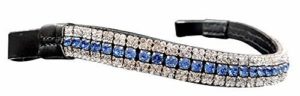 Cwell Equine Designer Cyan Blue Clear Crystal Browband Black Leather F/C/P
