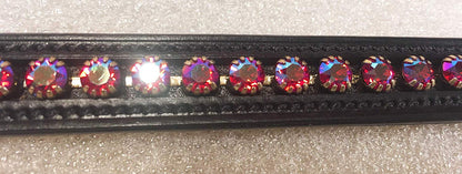 Cwell Equine English Leather Crystal Bling Browband Siam(Stellux) Black Full 16" (817)