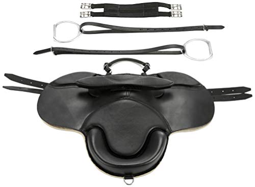 Cwell Equine NEW Leather TREELESS FELT PADDED Shetland Pony CUB SADDLE CHOICE OF SIZES BLACK