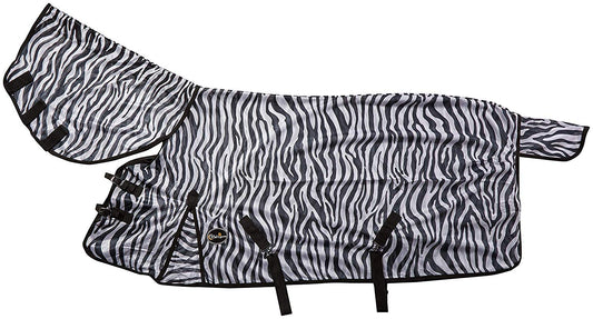 Cwell Equine New Bug Away Horse fly rug combo attached neck cover ZEBRA PRINT