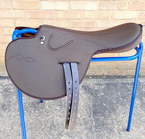 Cwell Equine New Full Tree Exercise Race Horse Synthetic saddle choice of colors Black Brown 18"