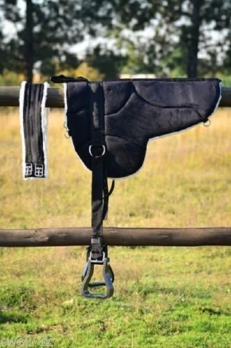 Cwell Equine New Non slip Bottom Micro suede BAREBACK Saddle PAD with free girth and stirrups BLACK, BROWN