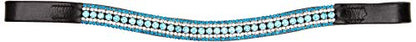 Cwell Equine Quality Leather 5 Row Iridescent, Aquamarine clear crystal bling Browband