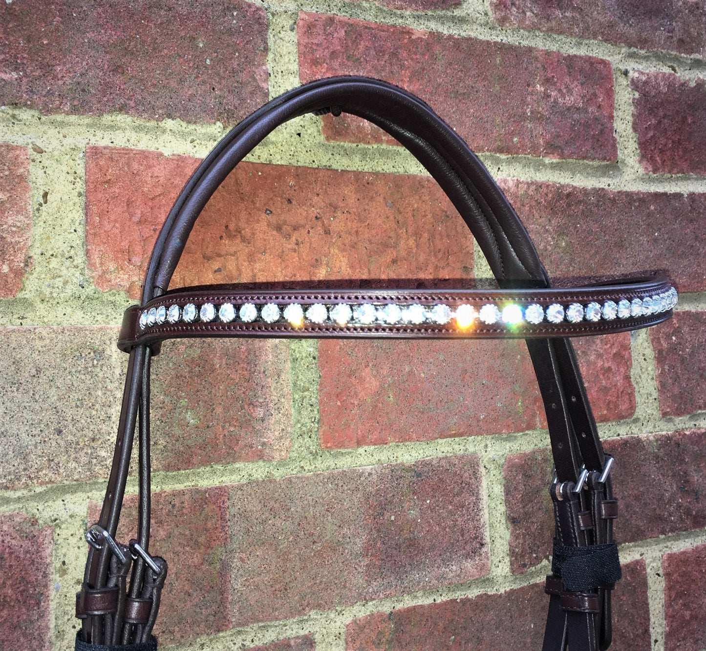 Cwell Equine Snaffle Bridle Liz Brown Italian Leather with Crystal Browband ( 778 )