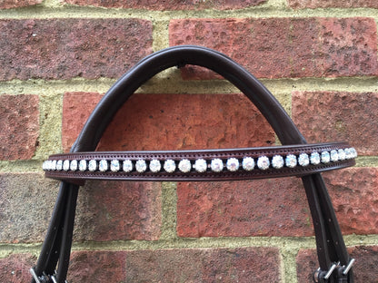 Cwell Equine Snaffle Bridle Liz Brown Italian Leather with Crystal Browband ( 778 )