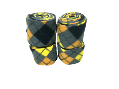 Cwell Equine Set of 4 horse/cob/pony fleece bandages 4" wide & 3 meters Yellow Check