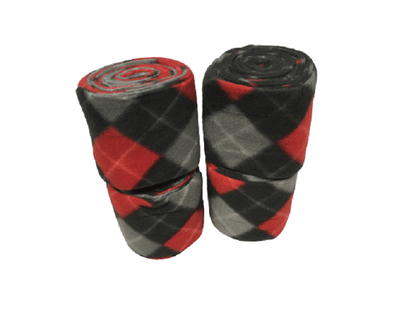 Cwell Equine Set of 4 horse/cob/pony fleece bandages 4" wide & 3 meters RED CHECK
