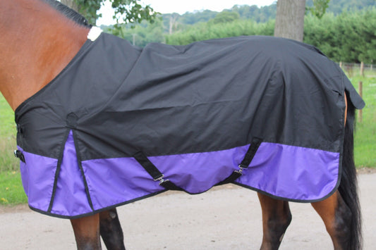 Cwell Equine New LightWeight Black/Purple turnout rug/rain sheet no fill