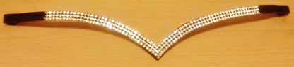 New Designer Ve Shaped 3 rows Clear Crystal Browband full -16" Black on sale
