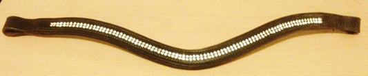 **New Designer (U) 2 rows sparky clear Crystal Browband full Size 16" Black ***