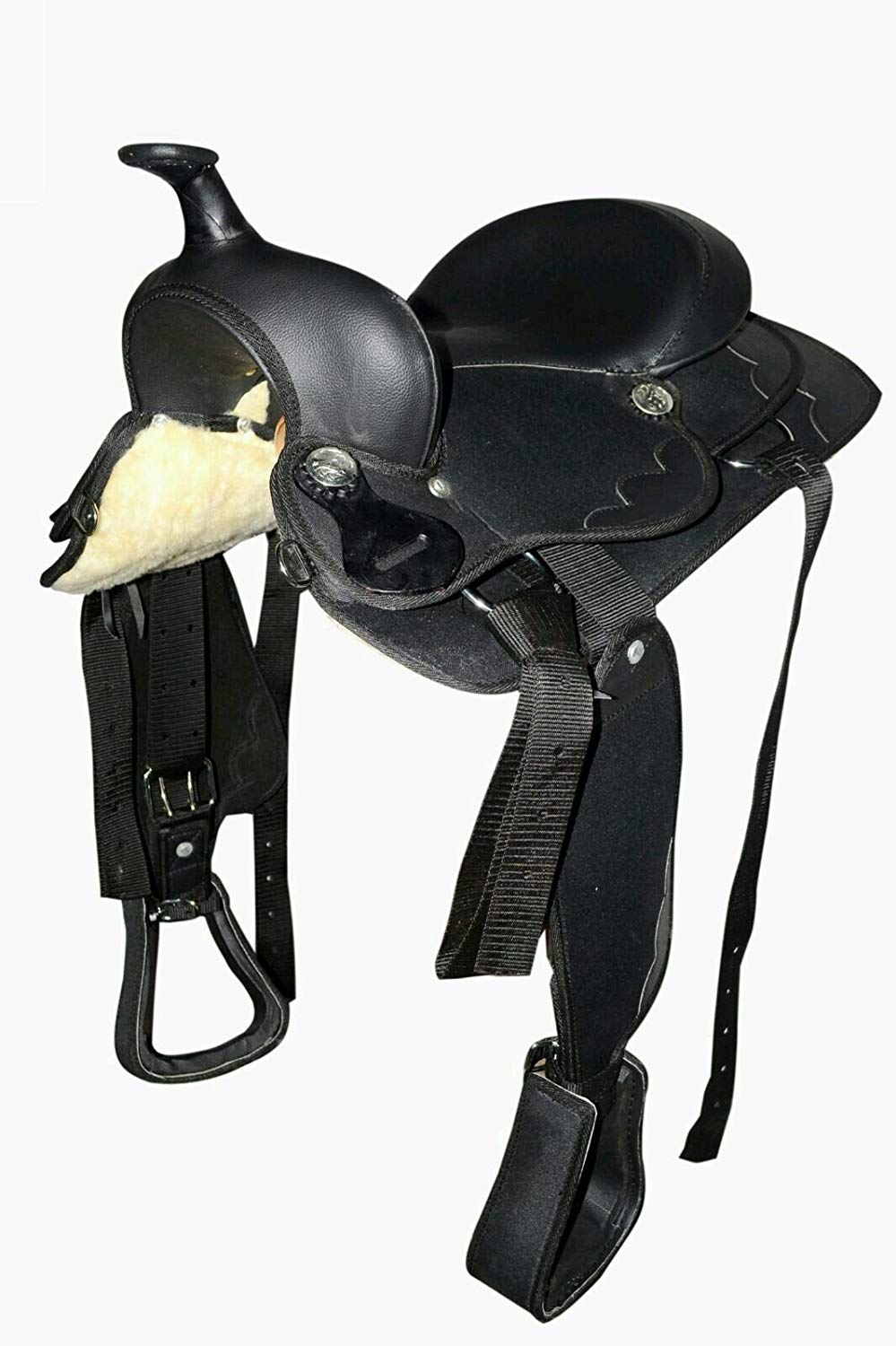 New Synthetic PONY Western Show Saddle Quality Hand Made Saddle - BLACK