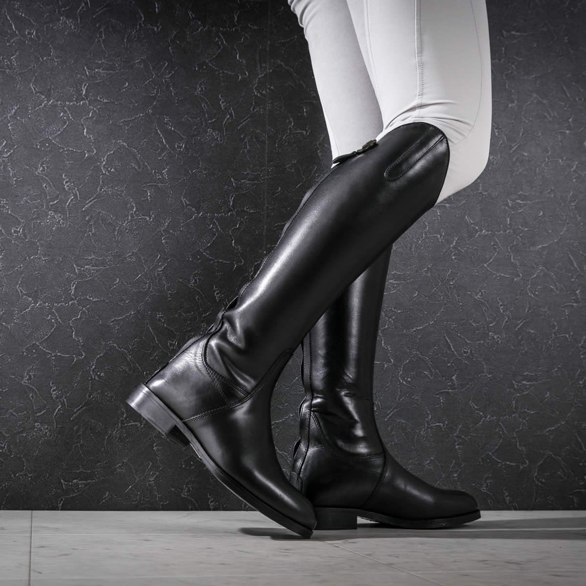 Shires Norfolk Long Leather Riding Boots Black Plain Leather