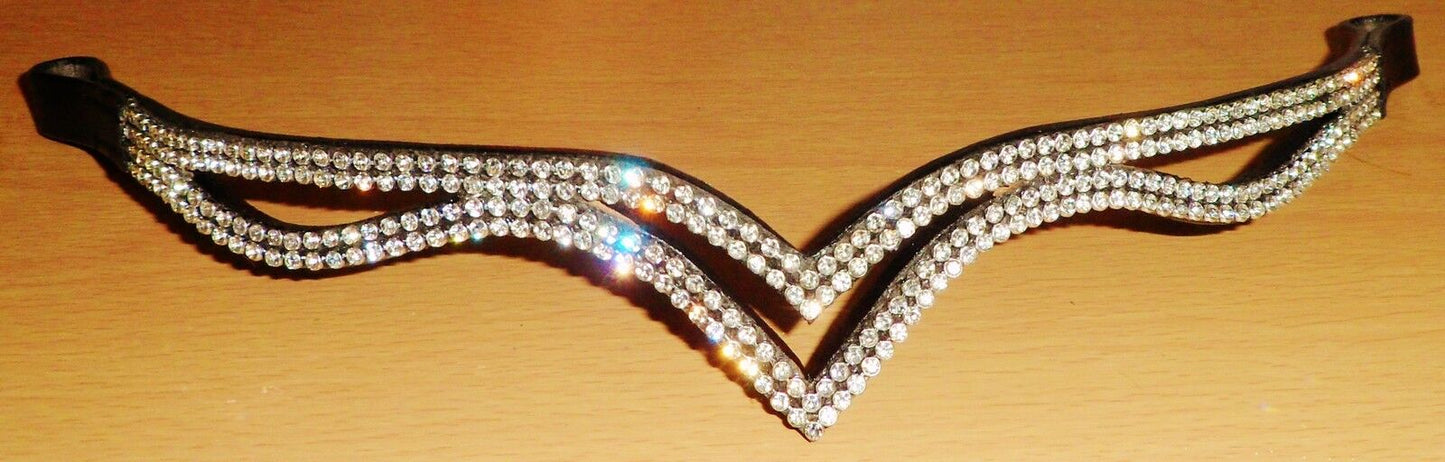 New Designer Ve Clear Crystal Browband pony Size -14" (Black) * Great gift idea