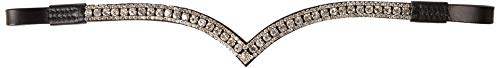 Cwell Equine New Designer Bling V 3 Rows Sparkly Clear crystals Browband Black F/C/P