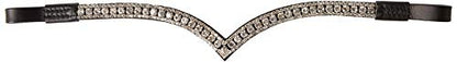 Cwell Equine New Designer Bling V 3 Rows Sparkly Clear crystals Browband Black F/C/P