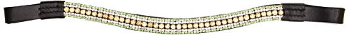 Cwell Equine New Diamante Bling Sparkly Browband 5 Rows Crystals Dressage Light Colarado/Clear/Green Black Leather