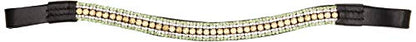 Cwell Equine New Diamante Bling Sparkly Browband 5 Rows Crystals Dressage Light Colarado/Clear/Green Black Leather