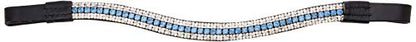 Cwell Equine Designer Cyan Blue Clear Crystal Browband Black Leather F/C/P