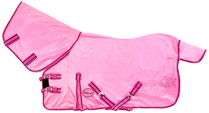 Cwell Equine NEW MINI/SHETLAND/PONY FLY RUG SOFT MESH ATTACHED NECK COVER PINK 3'6-4'9"