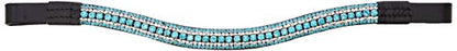 Cwell Equine Quality Leather 5 Row Iridescent, Aquamarine clear crystal bling Browband