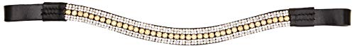 Cwell Equine New Diamante Bling Sparkly Browband 5 Rows Crystals Dressage Light Colarado Clear Black Leather