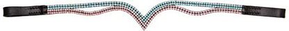 Cwell Equine New (V) Shaped sparky two tone pink/turquoise Crystal Browband BLACK F/C/P