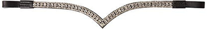 Cwell Equine New Designer Bling V 3 Rows Sparkly Clear crystals Browband Black F/C/P