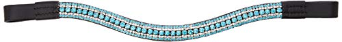 Cwell Equine Quality Leather 5 Row Iridescent, Aquamarine clear crystal bling Browband
