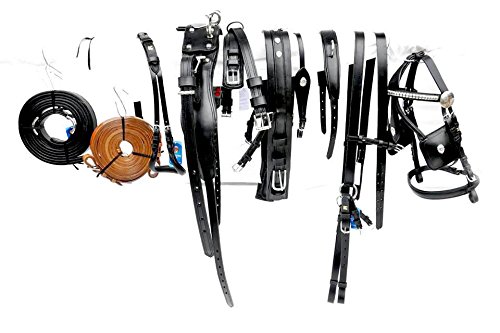 Cwell Equine NEW LEATHER HORSE DRIVING CART HARNESS WITH SADDLE BRIDLE etc F/C/P/S/M black