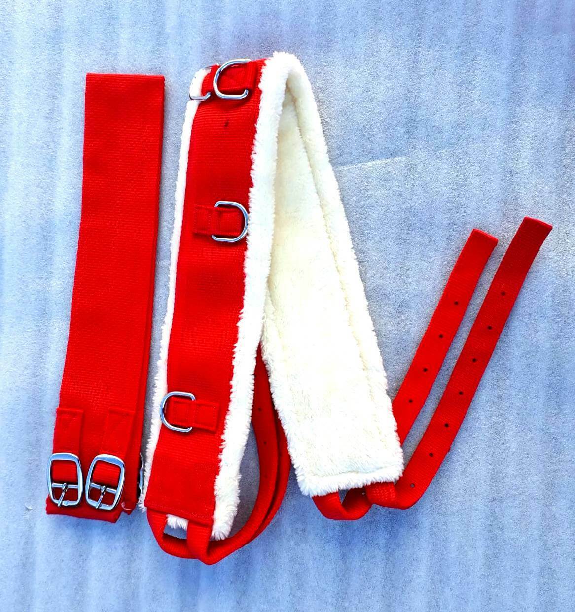 Cwell Equine New Nylon Lunge Roller Adjustable Lunging Training Soft Fleece RED Full/Cob/Pony