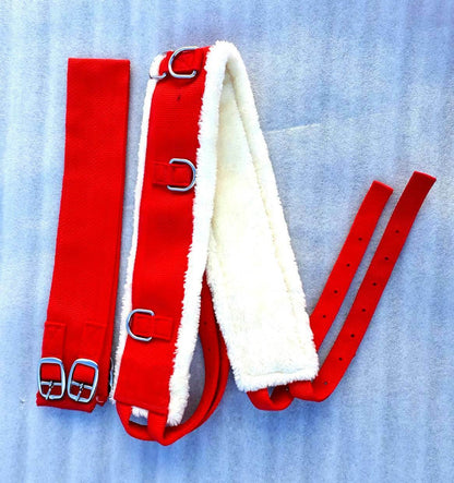 Cwell Equine New Nylon Lunge Roller Adjustable Lunging Training Soft Fleece RED Full/Cob/Pony